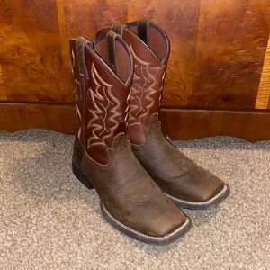 Justin Mens Pebble Brown Leather Western Boots 11in Cowboy